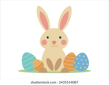 cute easter bunny with eggs