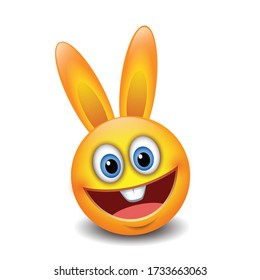 Cute Easter Bunny Emoticon Emoji Vector Stock Vector (Royalty Free ...