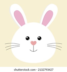Cute easter bunny face. Happy Easter. Face of rabbit. Cute cartoon style.