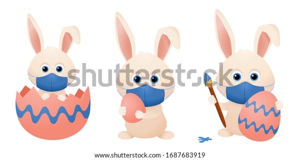 Joli Lapin De Paques Avec Masque Image Vectorielle De Stock Libre De Droits