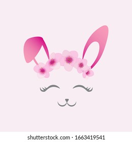 Cute Easter bunny face vector. 