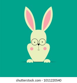 Cute Easter bunny. Flat illustration.