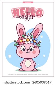 Cute Easter Bunny with Flower Crown Poster