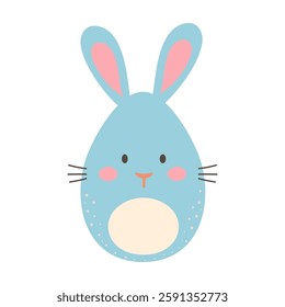 Cute Easter bunny in the form of egg isolated on white background.