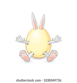 Cute Easter bunny get out of egg - isolated background