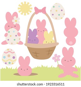 Cute Easter bunny girl vector cartoon illustration