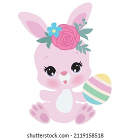 Cute Easter bunny girl vector cartoon illustration