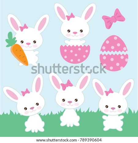 Cute Easter bunny girl vector cartoon illustration