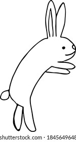 Cute Easter bunny hand drawn.  Single element for Easter design.  Vector doodle illustration isolated on white background.