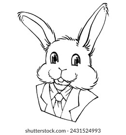 Lindo conejo de Pascua, ilustración animal dibujada a mano vector