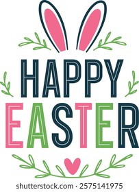 Cute Easter bunny Happy Easter calligraphy design for Happy Easter text banner on a white background 1