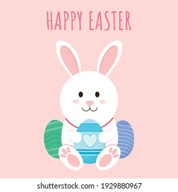 Cute easter bunny. Happy easter day background vector illustration.