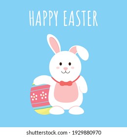 Cute easter bunny. Happy easter day background vector illustration.