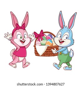 Cute easter bunny happy friends