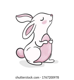 Cute easter bunny. Hare. Hand drawing. Doodle style. Isolated on a white background.