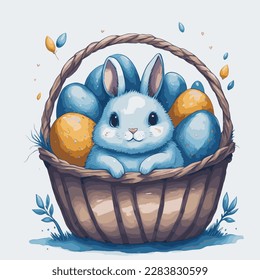 Cute Ostersonnigen, der einen Eierstockkorb hält Vektorgrafik