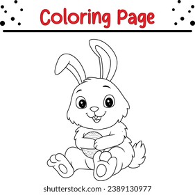 Cute Easter Bunny holding Easter egg coloring page for kids