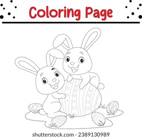 Cute Easter Bunny holding Easter egg coloring page for kids