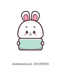cute easter bunny holding label text