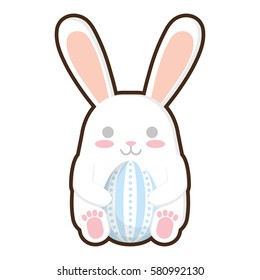 cute easter bunny hug egg decorative vector illustration eps 10