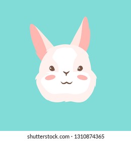 Cute Easter Bunny illustration. Cartoon rabbit smile character for traditional celebration.