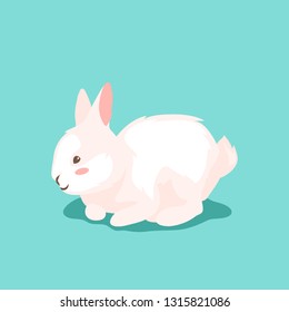 Cute Easter Bunny illustration. Cartoon rabbit smile character for traditional celebration.