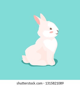 Cute Easter Bunny illustration. Cartoon rabbit smile character for traditional celebration.