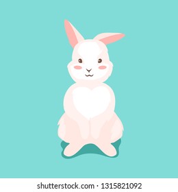Cute Easter Bunny illustration. Cartoon rabbit smile character for traditional celebration.