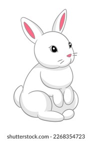 Cute Easter Bunny illustration. Cartoon rabbit character for traditional celebration.