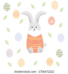 cute easter bunny illustration vector design 