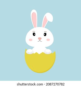 Un conejito de Pascua aislado en un fondo azul. Ilustración del vector