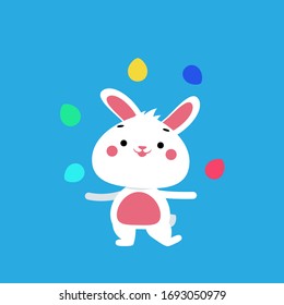 Hermoso de Pascua malabarillado con coloridos huevos de Pascua. Feliz concepto festivo