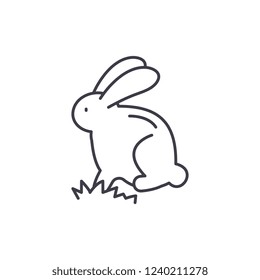 Cute easter bunny line icon concept. Cute easter bunny vector linear illustration, symbol, sign