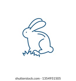 Cute easter bunny line icon concept. Cute easter bunny flat  vector symbol, sign, outline illustration.