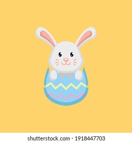 Diseño del logo de la mascota del conejo de Pascua