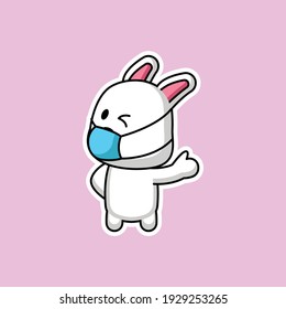 Emotismo de la pegatina de la mascota del conejo de Pascua