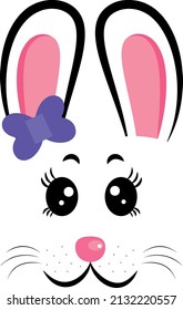 Cute Easter Bunny. mask of Easter Bunny face . Vector illustration