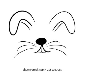 Cute Easter Bunny Nose And Ears In Doodle Style