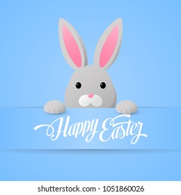 Cute Easter Bunny on blue background