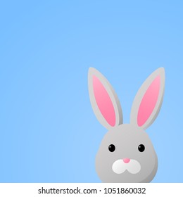 Cute Easter Bunny on blue background
