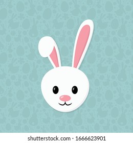 Conejito de Semana Santa en fondo azul con estampado festivo. Vector