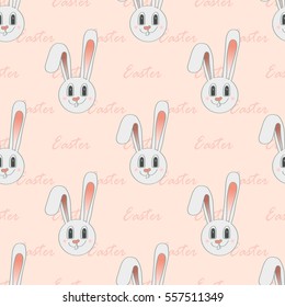 Cute Easter bunny on a pink background. Vector illustration. Perfect for various textiles and interior.