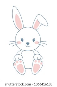 Cute Easter Bunny Outline, Happy Easter