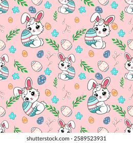 Cute Easter Bunny Pattern Ester wallpaper pink