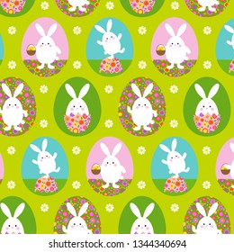 cute Easter bunny pattern on green background
