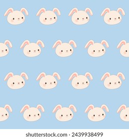 Cute Easter Bunny Rabbit Character Seamless Pattern Background. Adorable Funny Doodle Rabbit Isolated on Background Wrapping Paper Print. Baby Textile Fabric Cute Easter Rabbit Hare Swatch Template. 