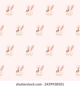 Cute Easter Bunny Rabbit Character Seamless Pattern Background. Adorable Funny Doodle Rabbit Isolated on Background Wrapping Paper Print. Baby Textile Fabric Cute Easter Rabbit Hare Swatch Template. 