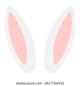 Cute Easter bunny, rabbit, hare cartoon ears illustration. Hand drawn style flat design, isolated vector. Holiday clip art, seasonal card, banner poster, element