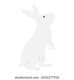 Cute Easter bunny, rabbit, hare cartoon character illustration. Hand drawn style flat design, isolated vector. Holiday clip art, seasonal card, banner poster, element