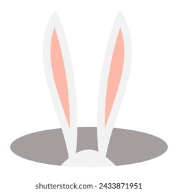 Lindo conejito de Pascua, conejo, orejas de liebre pegando de la ilustración del agujero. Dibujado a mano personaje de dibujos animados, vector aislado. Diseño plano. Clip art de vacaciones, tarjeta de temporada, banner, póster, elemento